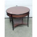 Cherry 36 in. Round Side / End / Coffee Table w Black Trim
